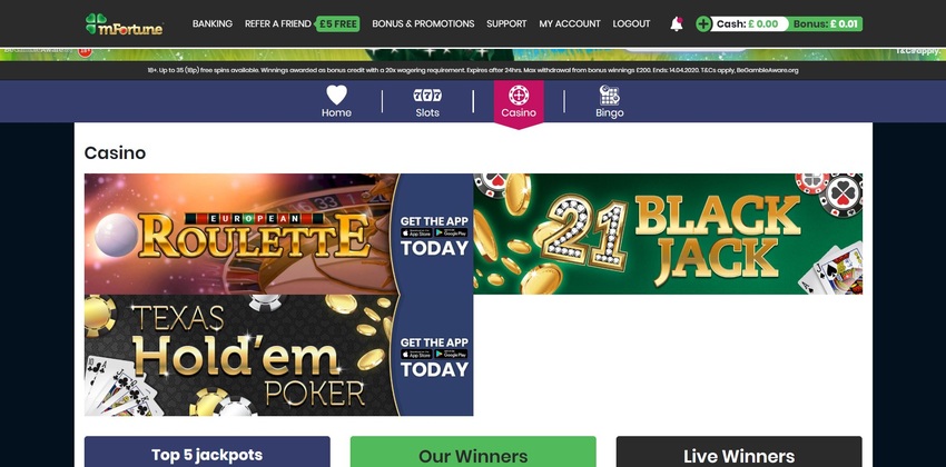 mfortune website interface