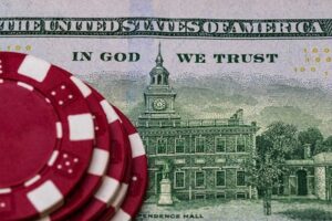 casino chips dollar bill
