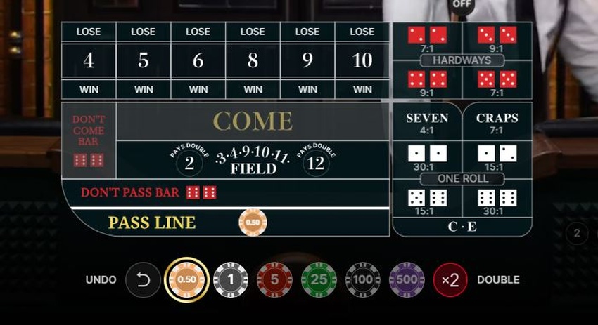 live craps betting board