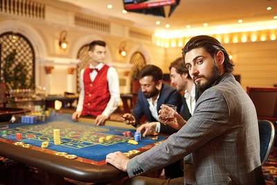 man at roulette table