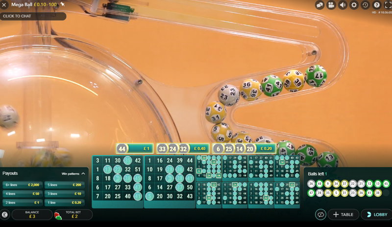 mega ball live game 1