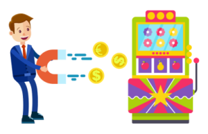 slot machine man with magnet