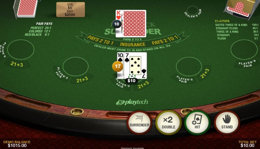 surrender option in blackjack