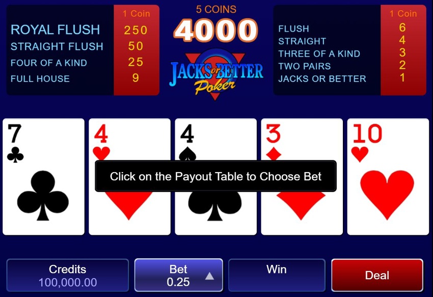 video poker opening screen 