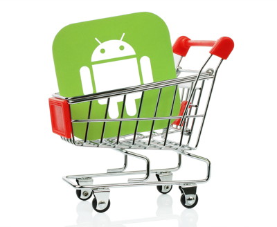 android logo in shopping trolly