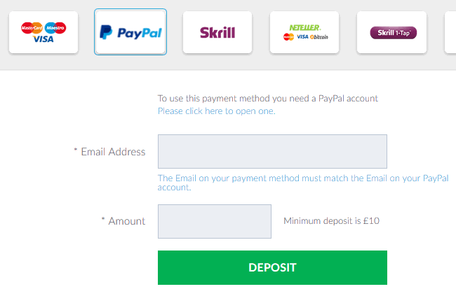 paypal deposit